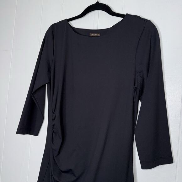 J. McLaughlin Women’s Naja Sage Sheath Dress Black Catalina Cloth Ruched Size M - Picture 3 of 5